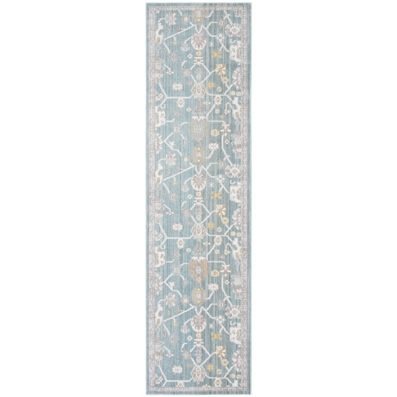 Tapis bleu clair Chantae, Tapis de couloir 2 pi 3 po x 8 pi