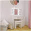 Bureau de meuble-lavabo avec lumières, ensemble de meuble-lavabo avec miroir, bureau de maquillage avec grands tiroirs et rangement à trois niveaux Dreeser, meubles-lavabos à 3 lumières réglables pour la chambre à coucher