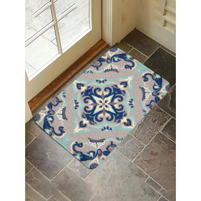 Tapis pour salle de bain à motif floral rétro 16 x 24 po