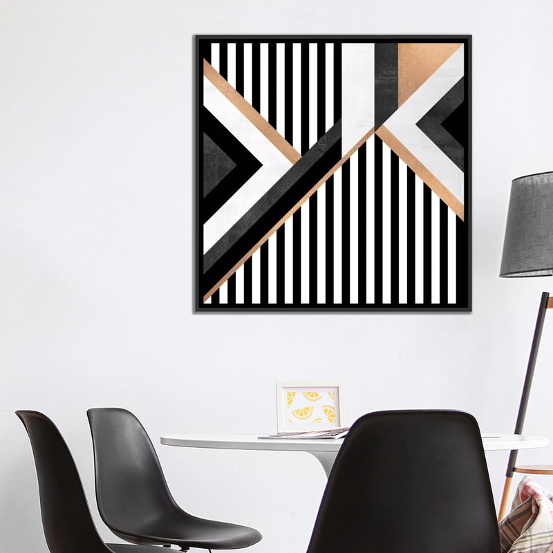 «Stripe Combination», impression sur toile tendue, H 18 po x l 18 po x P 1,5 po, Toile encadrée noire, Pas de tapis