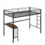Lit mezzanine simple en métal avec bureau, échelle et garde-corps, lit mezzanine-1955321650