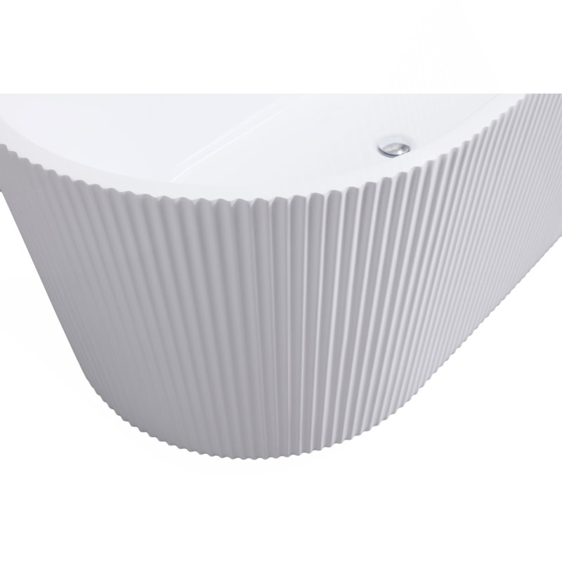 59"Linear Acrylicfreestanding Bathtub Stand Alone Soaker Tub, Glossy White Acrylic, POP-UP Chrome Drain, Cupc Certified