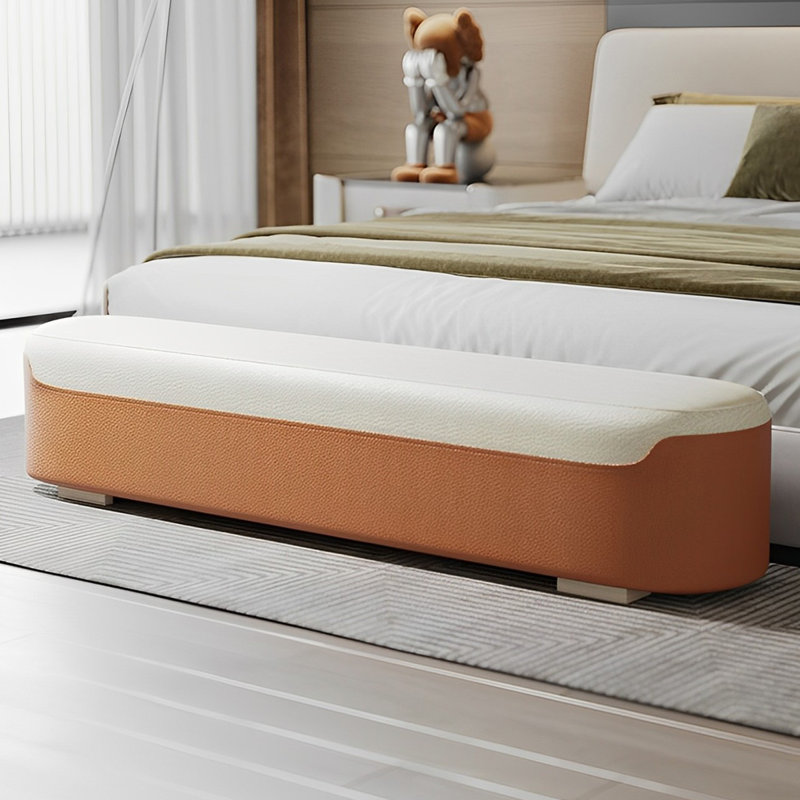 Banc rembourré en cuir Narah, H 16,92 po x l 70,86 po x P 19,68 po
