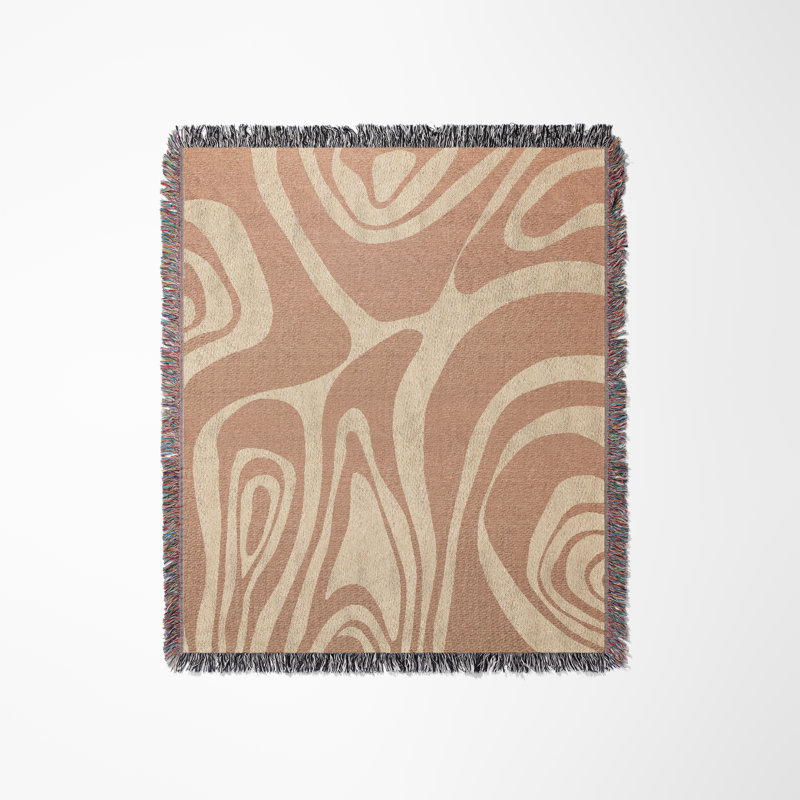 Kayle Abstract Zebra Pattern Blanket Throw, Twin, Rust/Beige