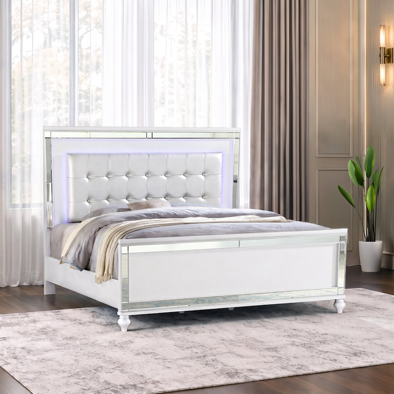 Lit tapissier standard Denard, Très grand, Blanc