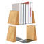 Serre-livres pour accessoires de bureau Ebern Designs - 2 paires de serre-livres décoratifs 100% bois massif faits à la main avec base en métal - Organisateur de tablettes antidérapant robuste pour livres