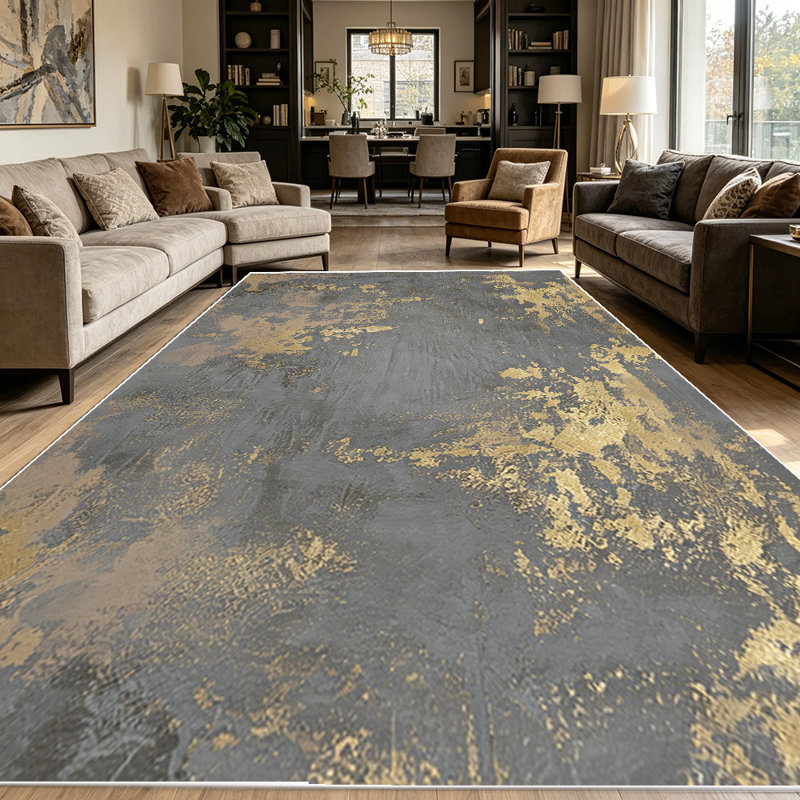 1PC Vintage Gold Foil Distressed World Map Abstract area rugs for Living Room, Soft and Comfortable, Suitable for all seasons, easy-to-maintain, machine washable Indoor floor mat, Under Table Farmhouse suitable for dining room, bedroom, home office,