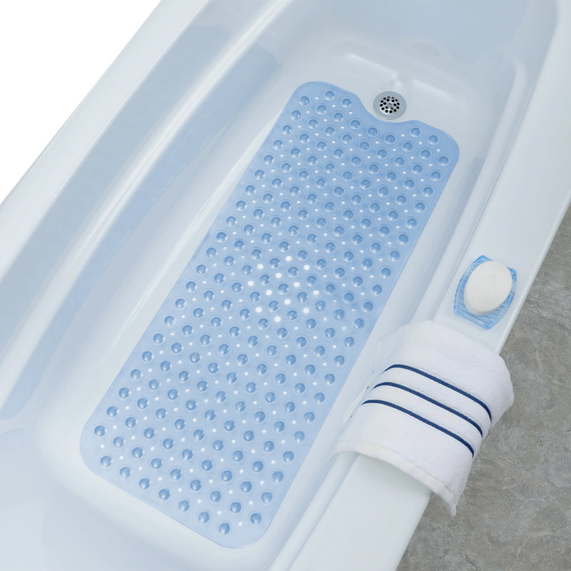 Vinyl Non-Slip Shower Mat, Crystal	, Rectangle- 39" L x 16" W
