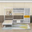 Lit escamotable simple en bois 2 tiroirs avec meuble télé, tablettes et armoire-213305017