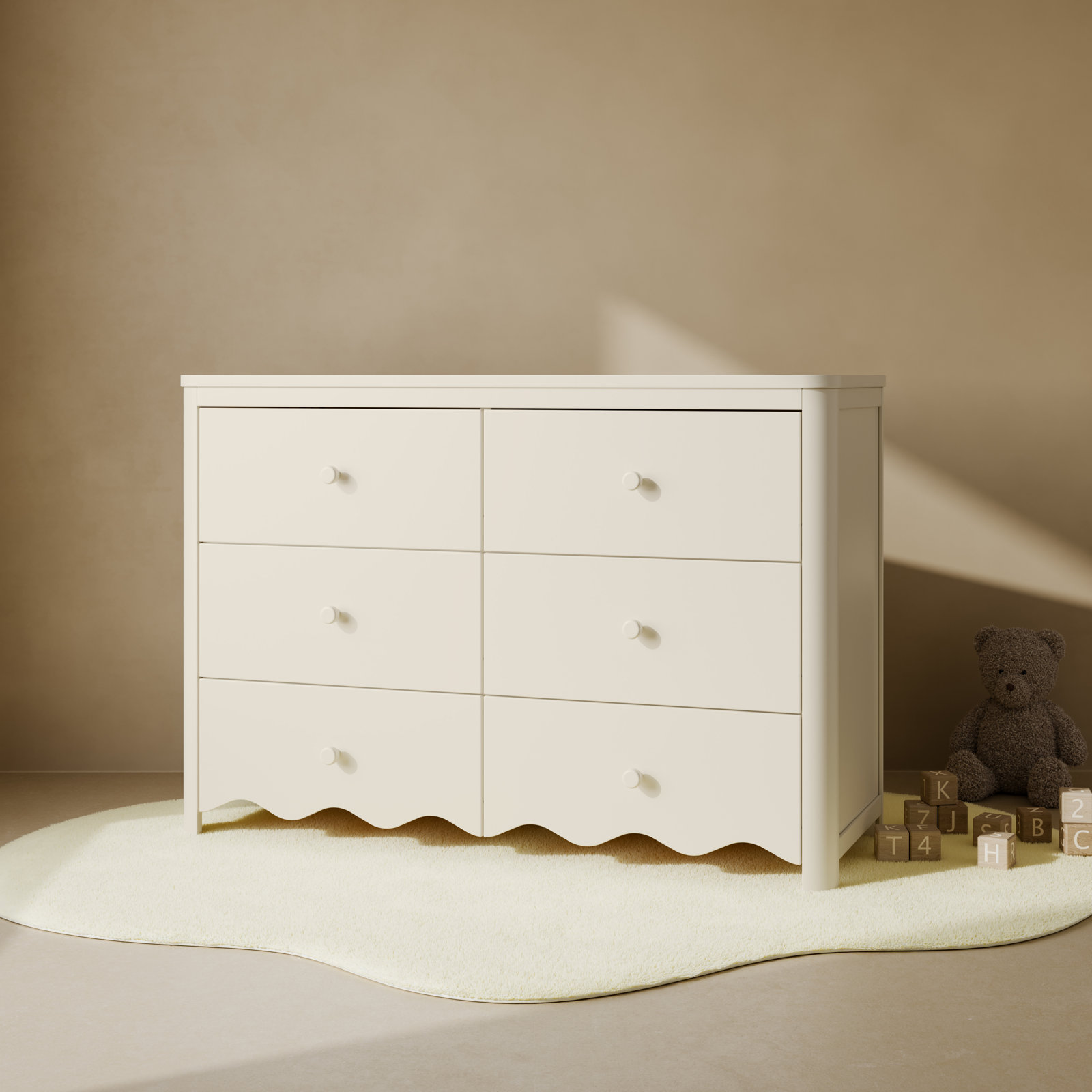Casablanca 6-Drawer Double Dresser, Frosted Oat