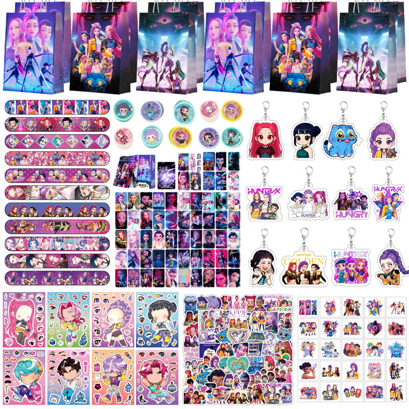 Kpop Demon Hunters Party Favors for Kids, 227 Pcs Kpop Demon Hunters Birthday Party Decorations Set