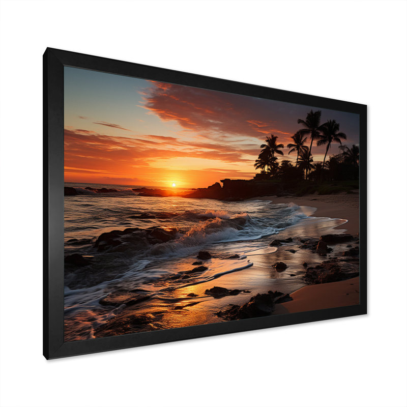Dominicain Coastal Twilight - impression, H 16 po x l 32 po x P 1 po, Cadre simple noir