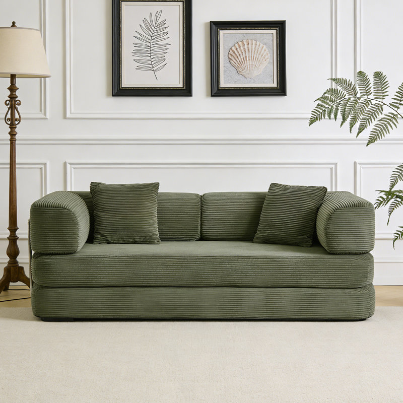 Canapé-lit Boneless No Assemblable Convertible, Vert antique