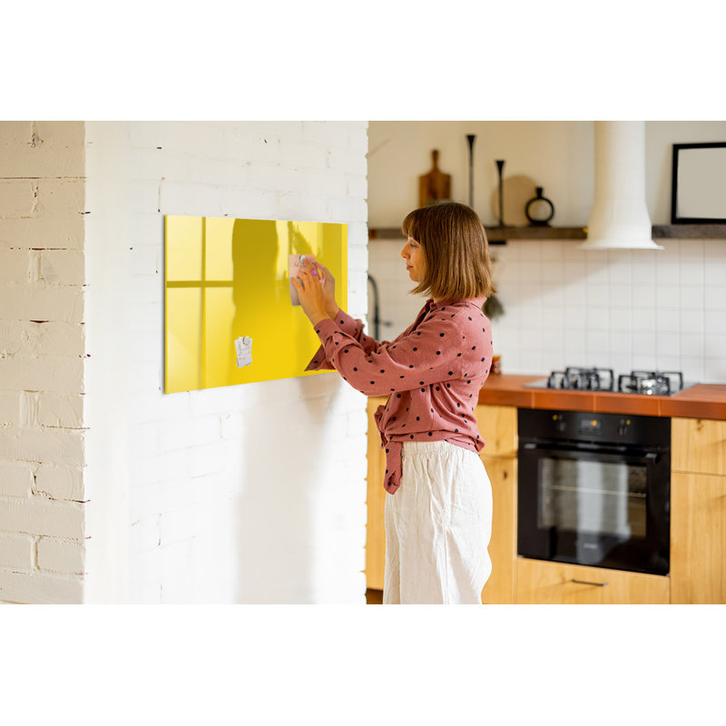 Magnetic Glass Dry Erase Board, Light Yellow 