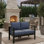 52.95" All-Weather Aluminum Patio Loveseat With Wood Armrests & Angled Backrest (Only Including Patio Dining Chair)