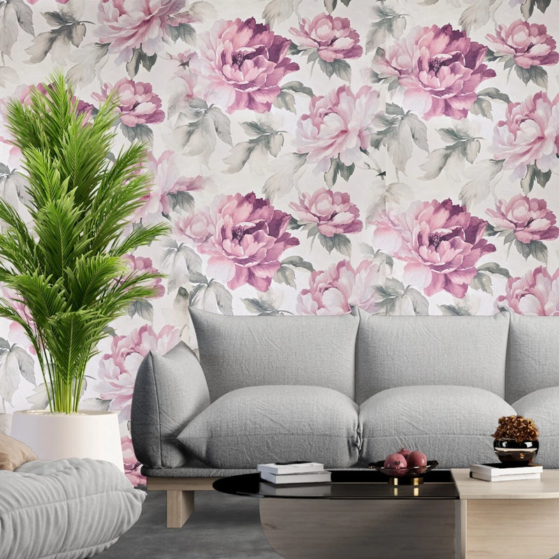 Papier peint floral fleurs de pivoine