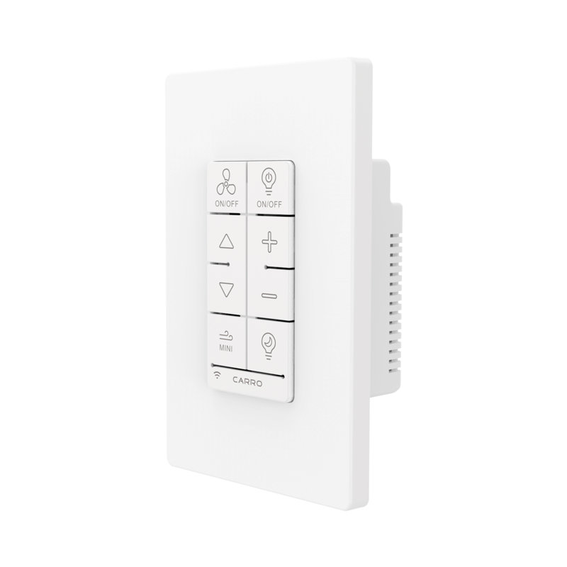 White Smart Wi-Fi Ceiling Fan Control Switch with Light