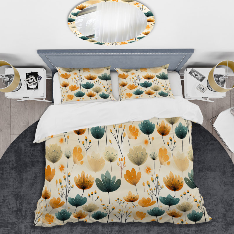 Ensemble de housse de couette floral danois Modern Elegance - polyester en microfibre
