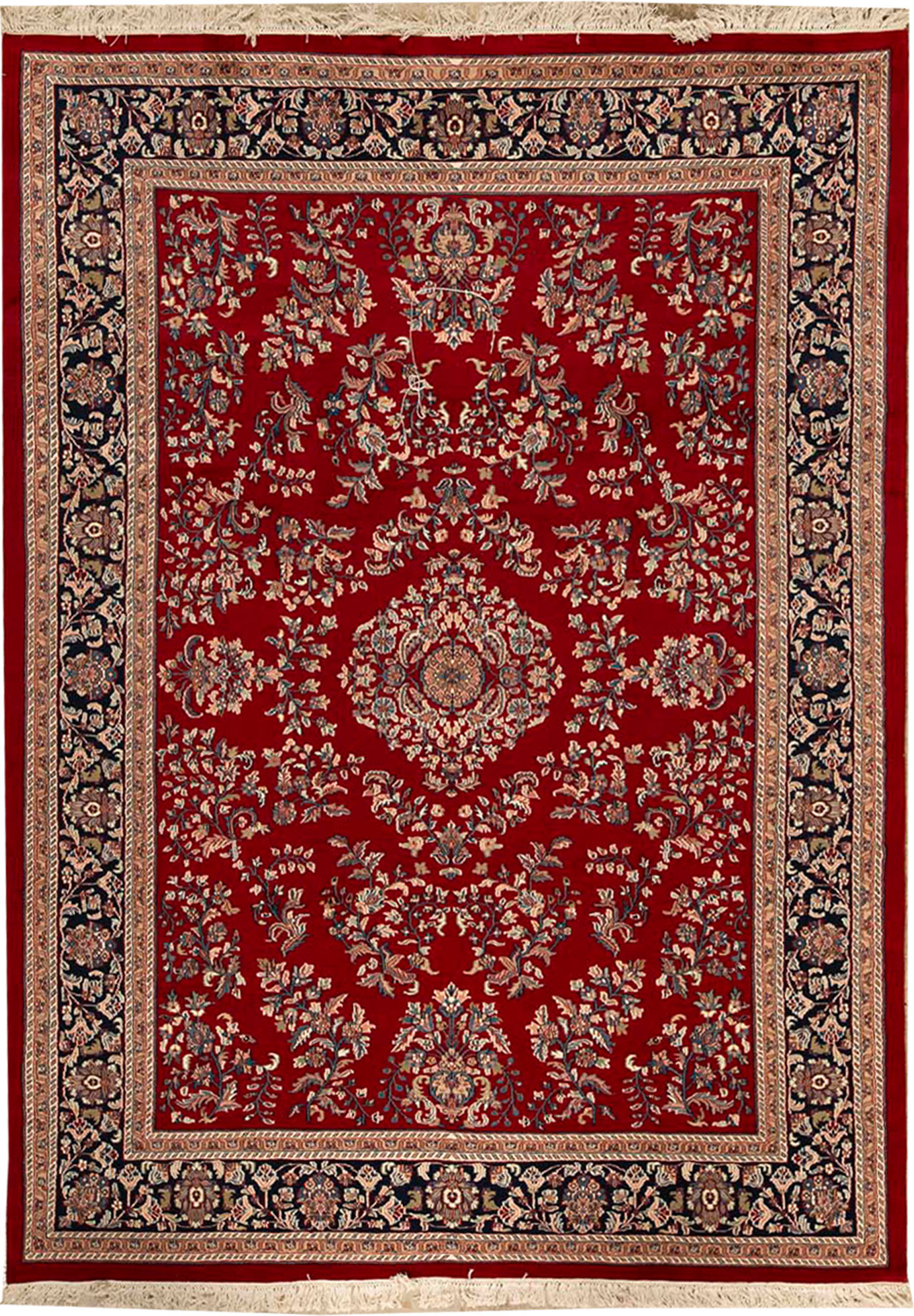Bokara Rug Co., Inc. Hand-Knotted High-Quality Red, Black, and Beige