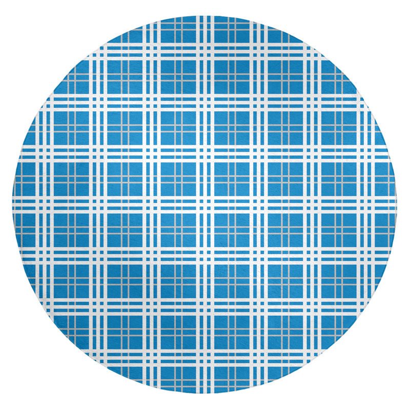 Tapis à carreaux bleu, Rond 5 pi