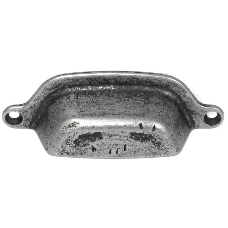 Riverstone Distressed Pewter 6" Cup Pull with Mounting Hardware