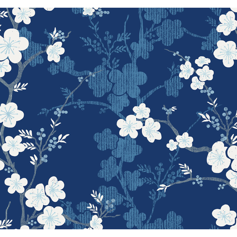 Rouleau de papier peint lisse L 27 pi x l 27 po Nicolette Trail, Marine