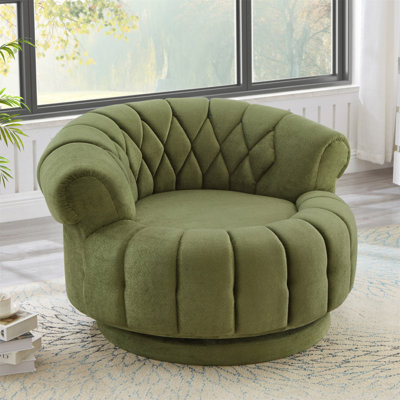 Fauteuil d'appoint pivotant à 360 ° Fauteuil pivotant demi-tonneau Fauteuil club rond pour salon et chambre à coucher