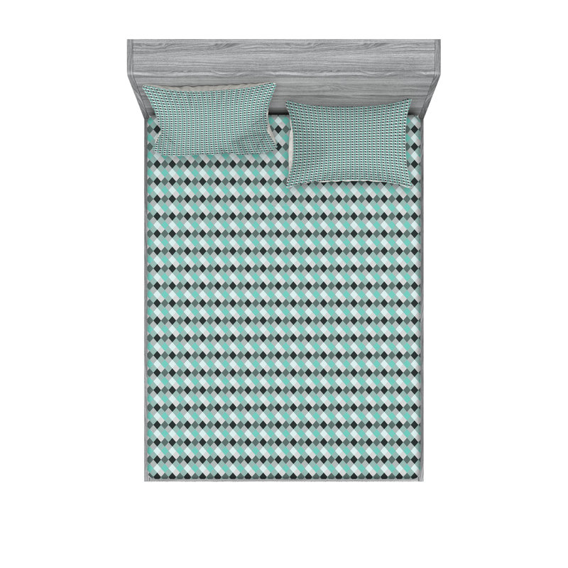 Ambesonne Geometric Fitted Sheet & Pillow Sham Multicolor, Queen Sheet Set + 5 Additional Pieces