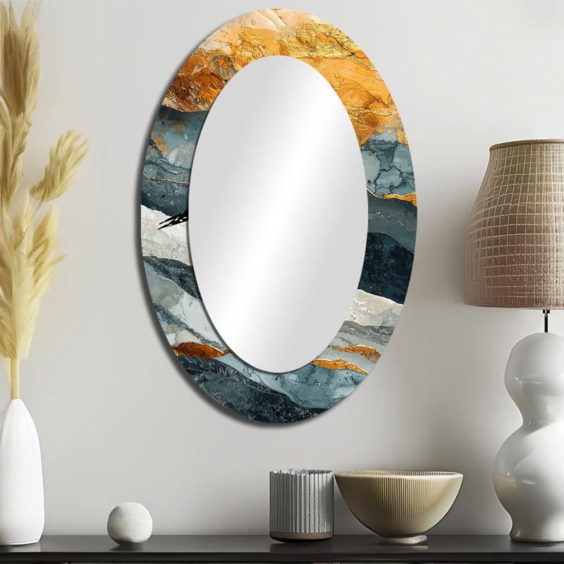 Miroir mural ovale Marble Seagull Bird, 36 po x 24 po