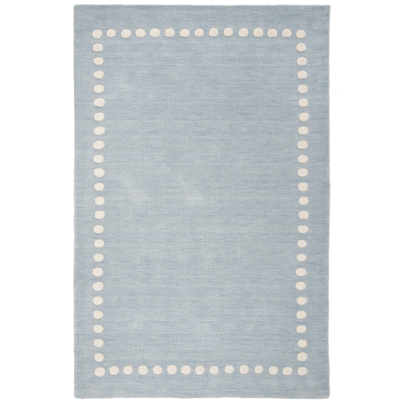 Antaeus Kids hand-woven wool rug, Rectangle 6 pi x 9 pi, Bleu / Ivoire