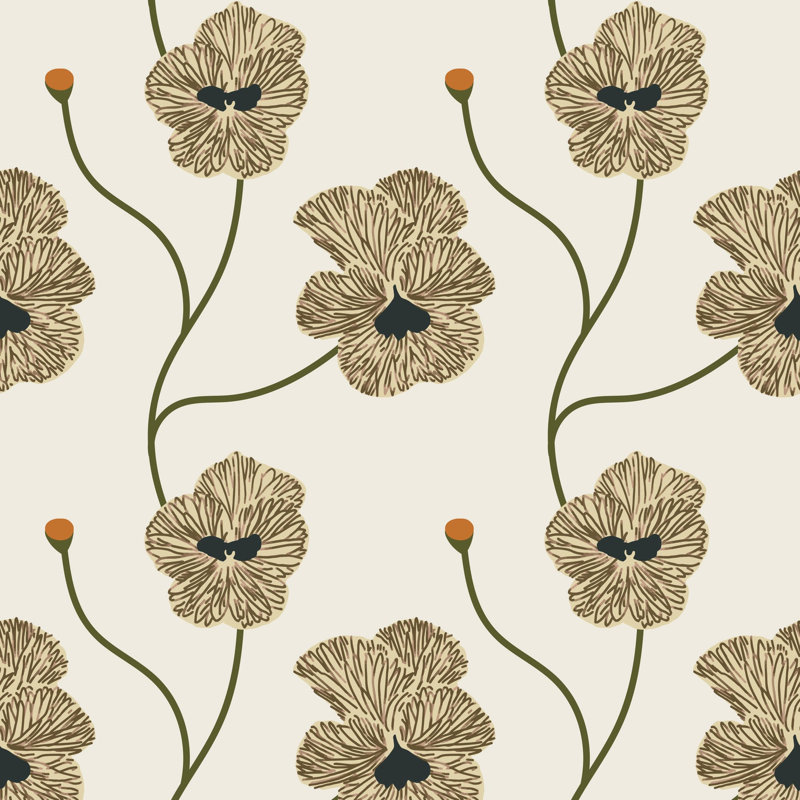 Papier peint Flourish, Lin floral, Non encollé, Faux Grasscloth