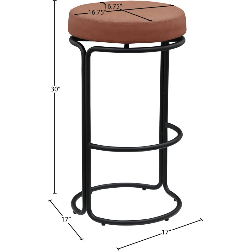 Tabouret de bar Skyelee, Cuir cognac végétalien