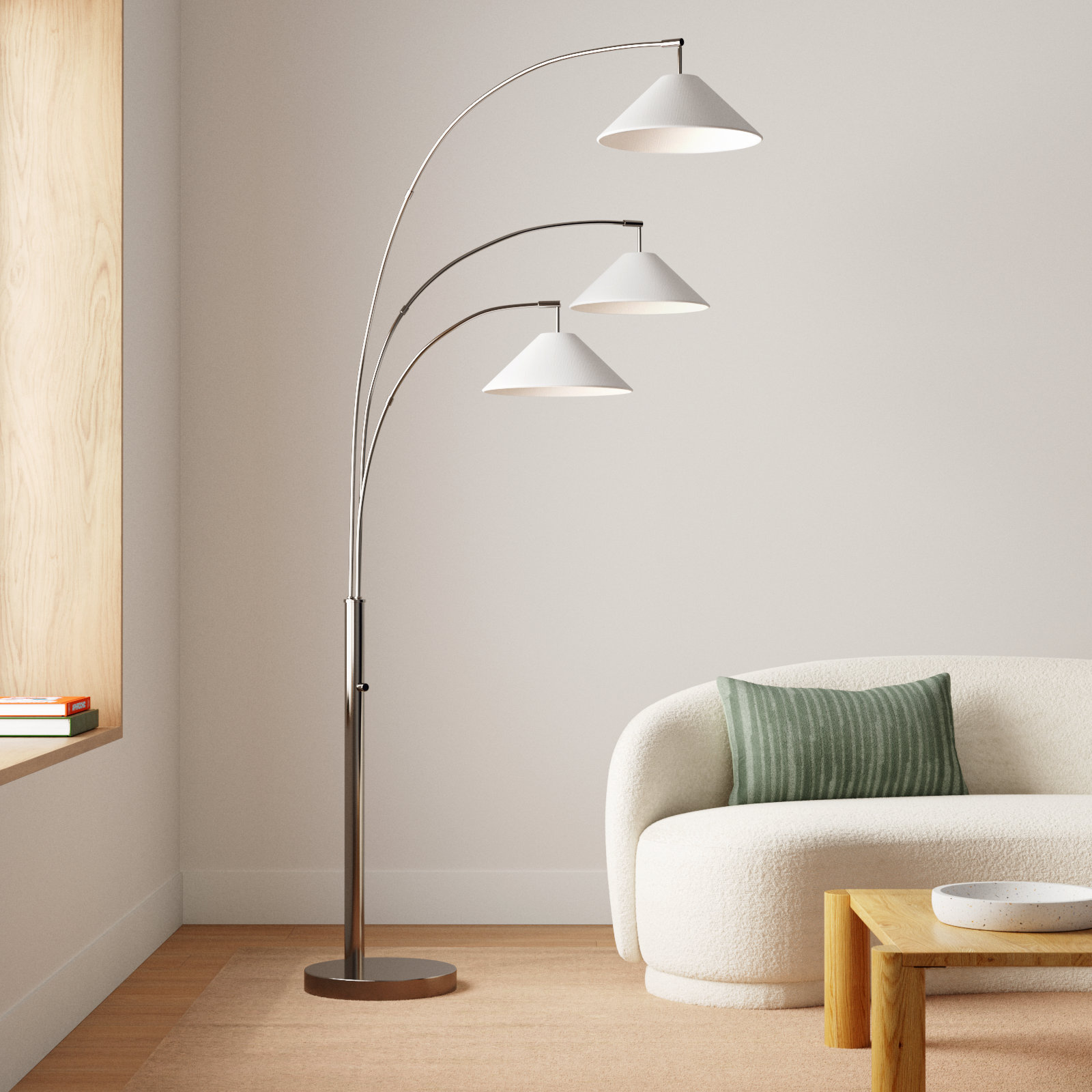 Braxton 86'' Floor Lamp, Textured White, Brushed Steel