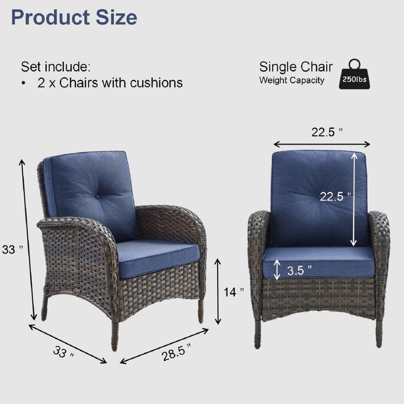 Chaise de patio avec coussins, Bleu