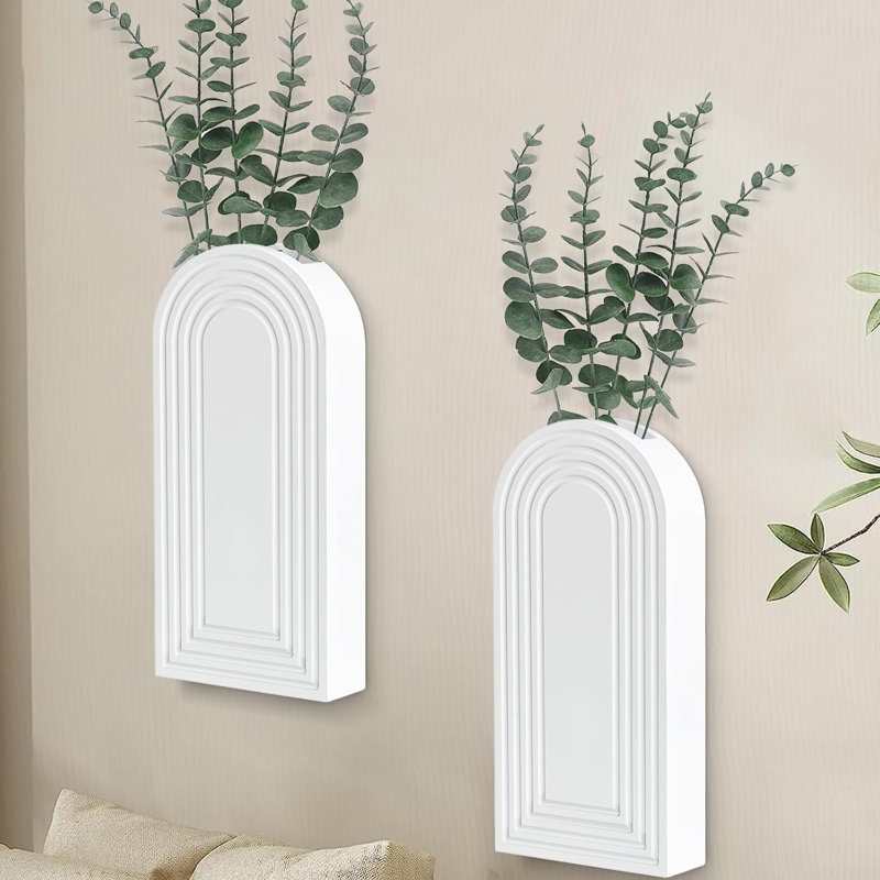 Edessa Wood Wall Vase, White