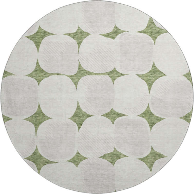 Premium Machine Washable Prisco Green Rug