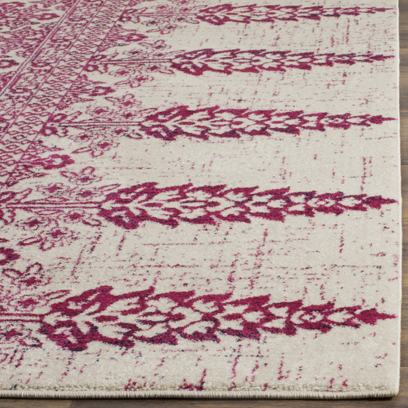 Tapis ivoire / fuchsia Annette, Rectangle 8 pi x 10 pi