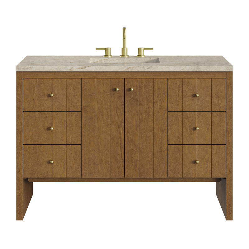 Hudson 48'' W Single Vanity, 8" Widespread, Siberian, Honey Oak