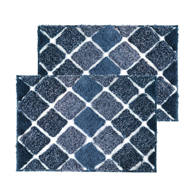 Spa Luxury Oversized Microfiber Bath Mat – 1 or 2 Pack 24” x 36”, Navy