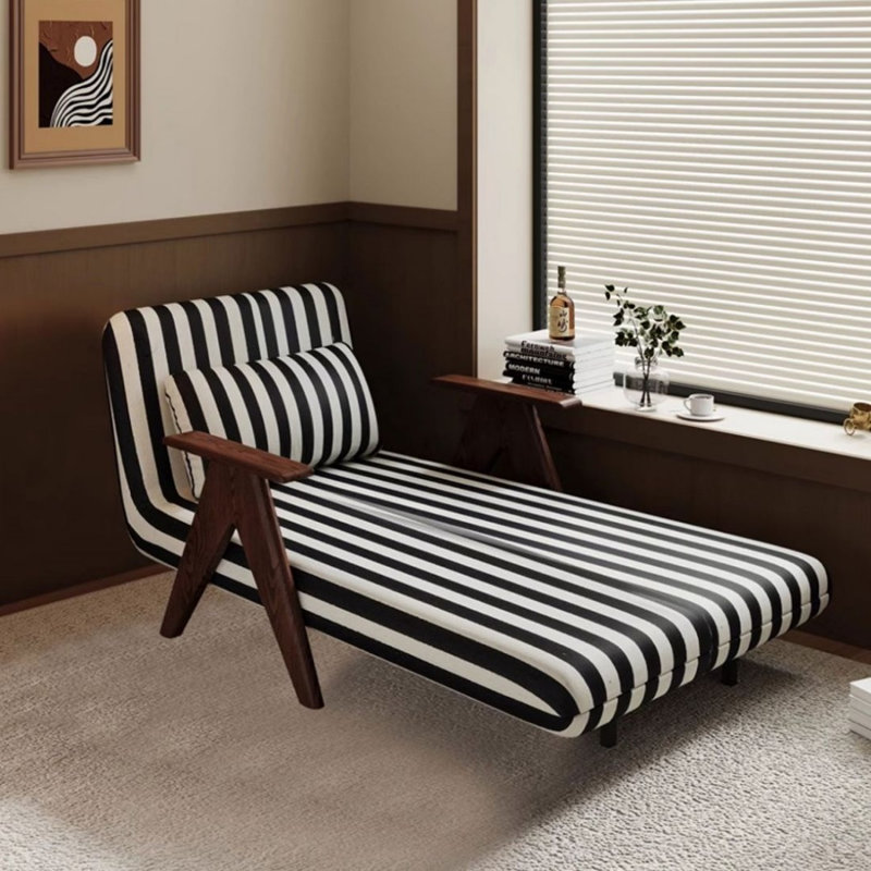 Canapé-coussin blanc en jacquard standard, L 35,43 po, Jacquard noir et blanc