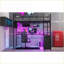 Lit mezzanine double en métal avec bureau à DEL 4 tablettes, aucun sommier nécessaire, noir pour les petits espaces