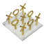 Tic Tac Toe Game Set, 7 Inch Gold Iron Decor, White Banswara Marble