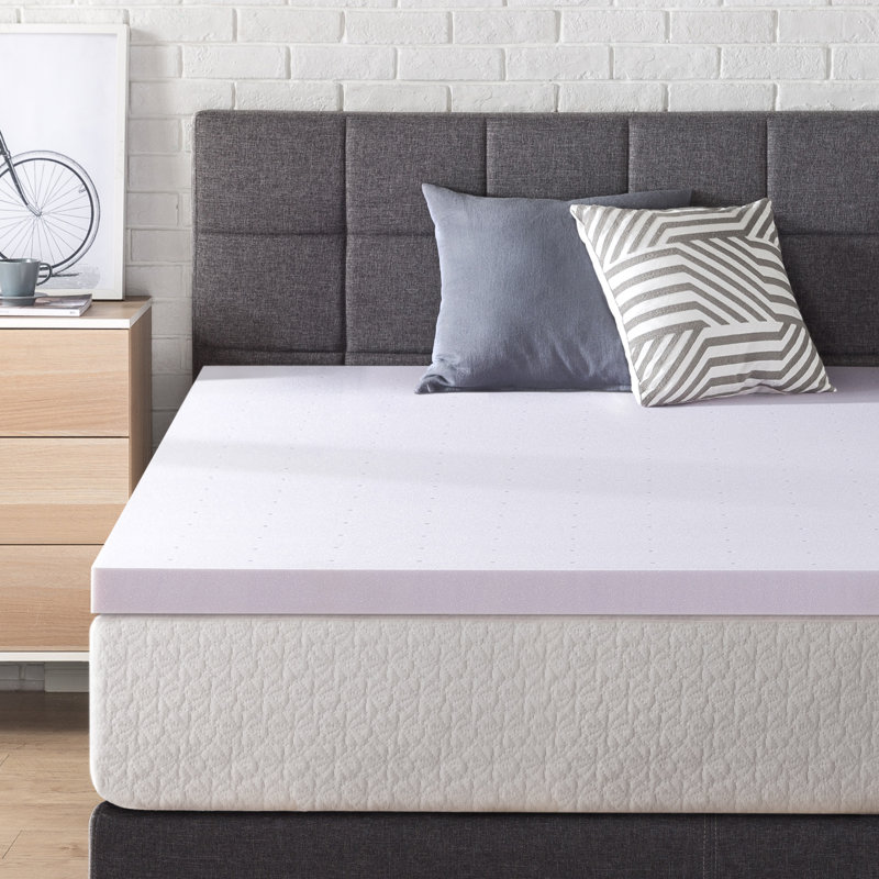 Green Tea Infused Memory Foam Mattress Topper, Full / Double, 1.5", Charcoal
