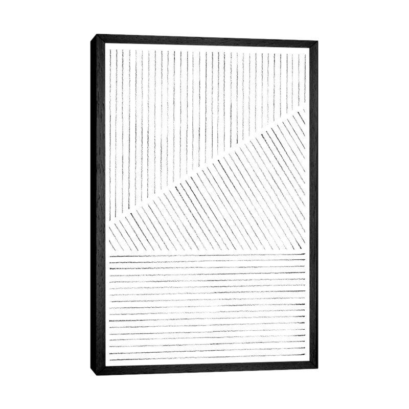 Abstract Geometric Lines - Print on Canvas, 66.04cm H x 45.72cm W x 3.81cm D, Black Framed