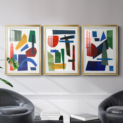 «Colorful Shapes I», reproduction encadrée de qualité supérieure - prête à être accrochée
