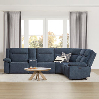 Jagger Velvet Power Reclining Sectional with USB Ports