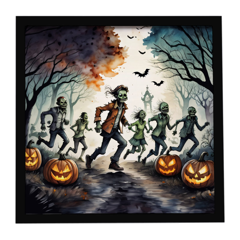 Zombies Spooky Halloween, reproduction d'art encadrée
