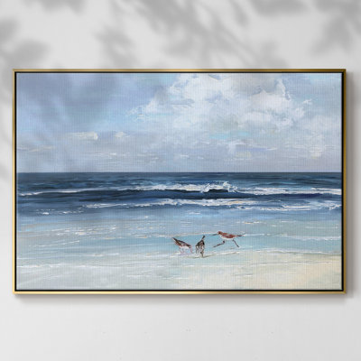 Plage sur toile tendue avec cadre trio de plage