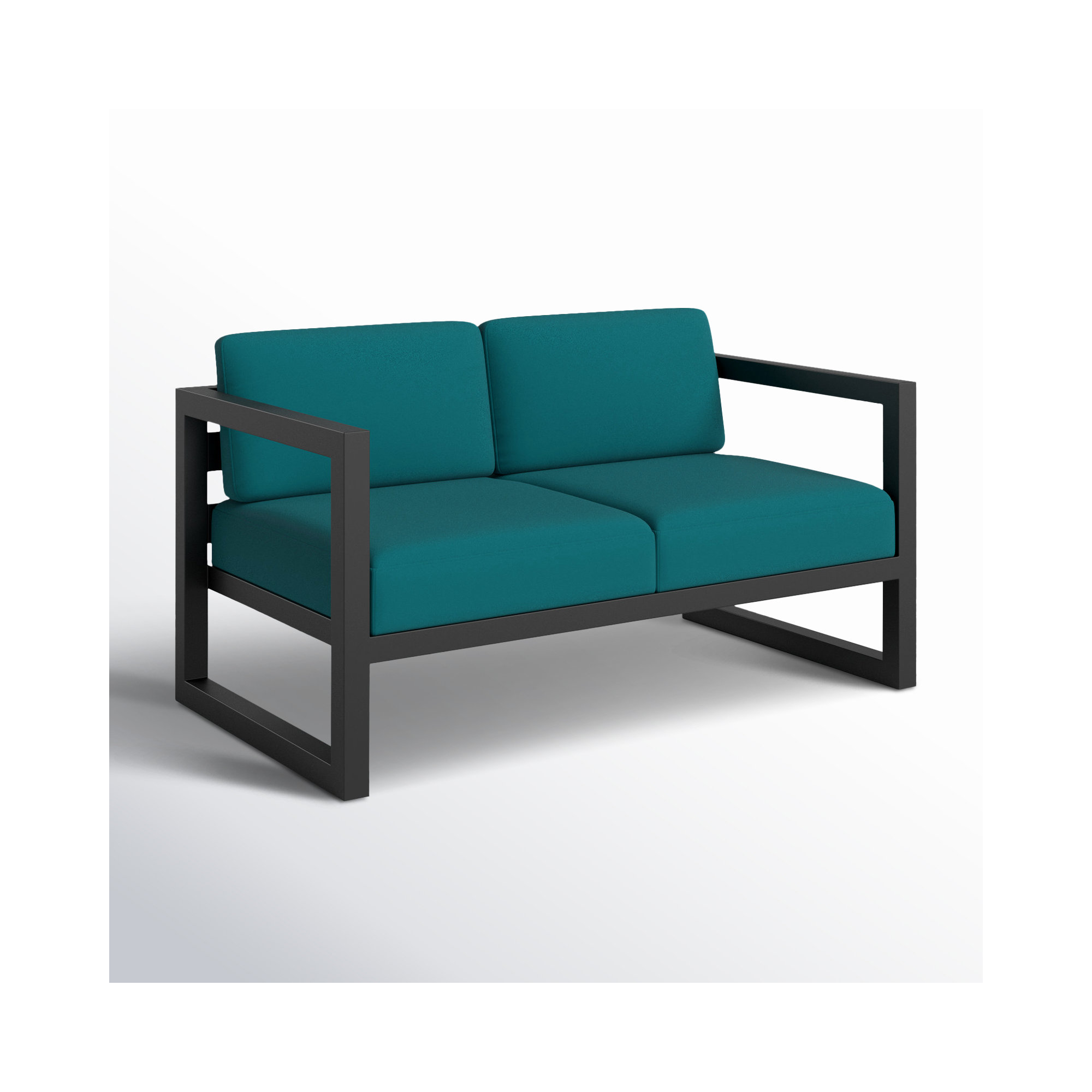 Smith 57" Outdoor Loveseat with Sunbrella® Cushions, Spectrum Peacock, Slate