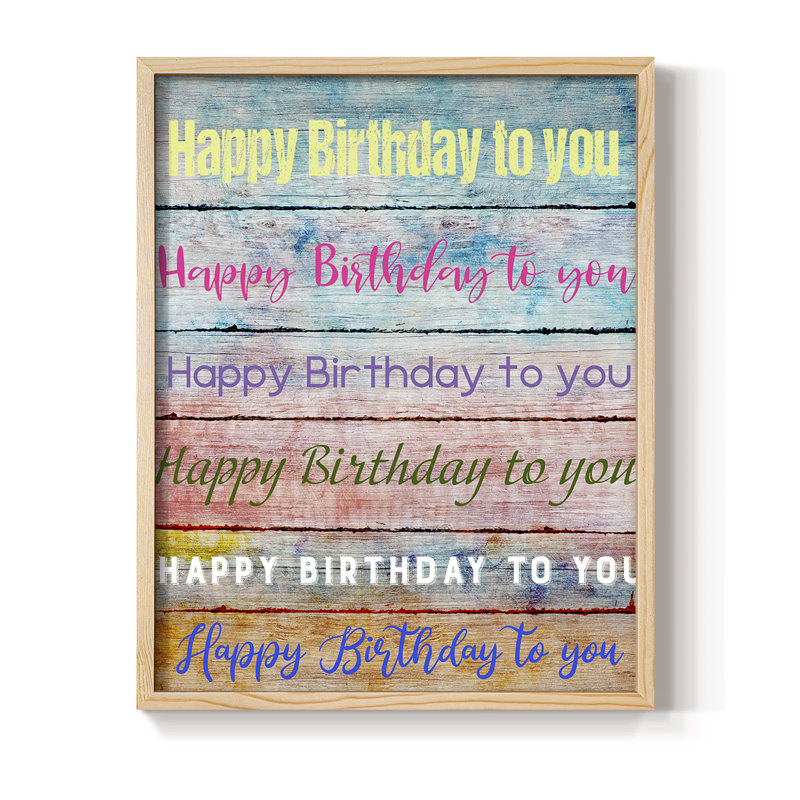«Birthday Song», reproduction encadrée - bois massif, H 11 po x l 9 po
